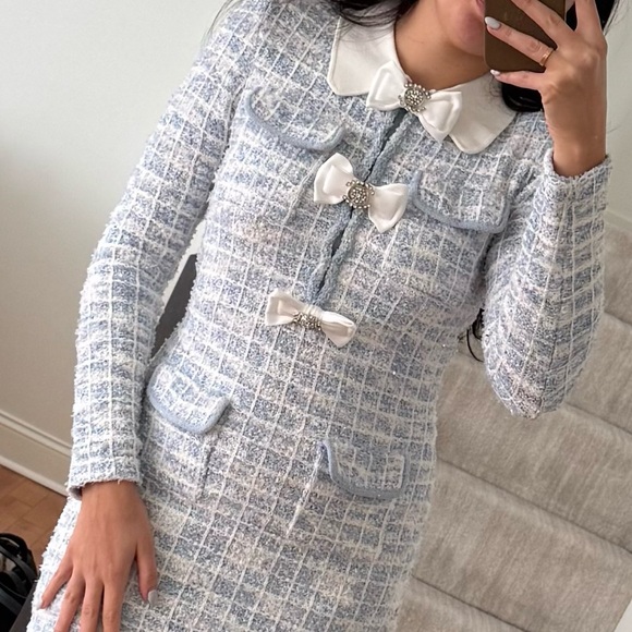 Blue Tweed Dress - Picture 2 of 3